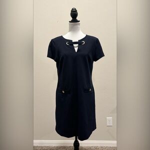 Tommy Hilfiger Classic Scuba Crepe Two Pocket Shift Dress.